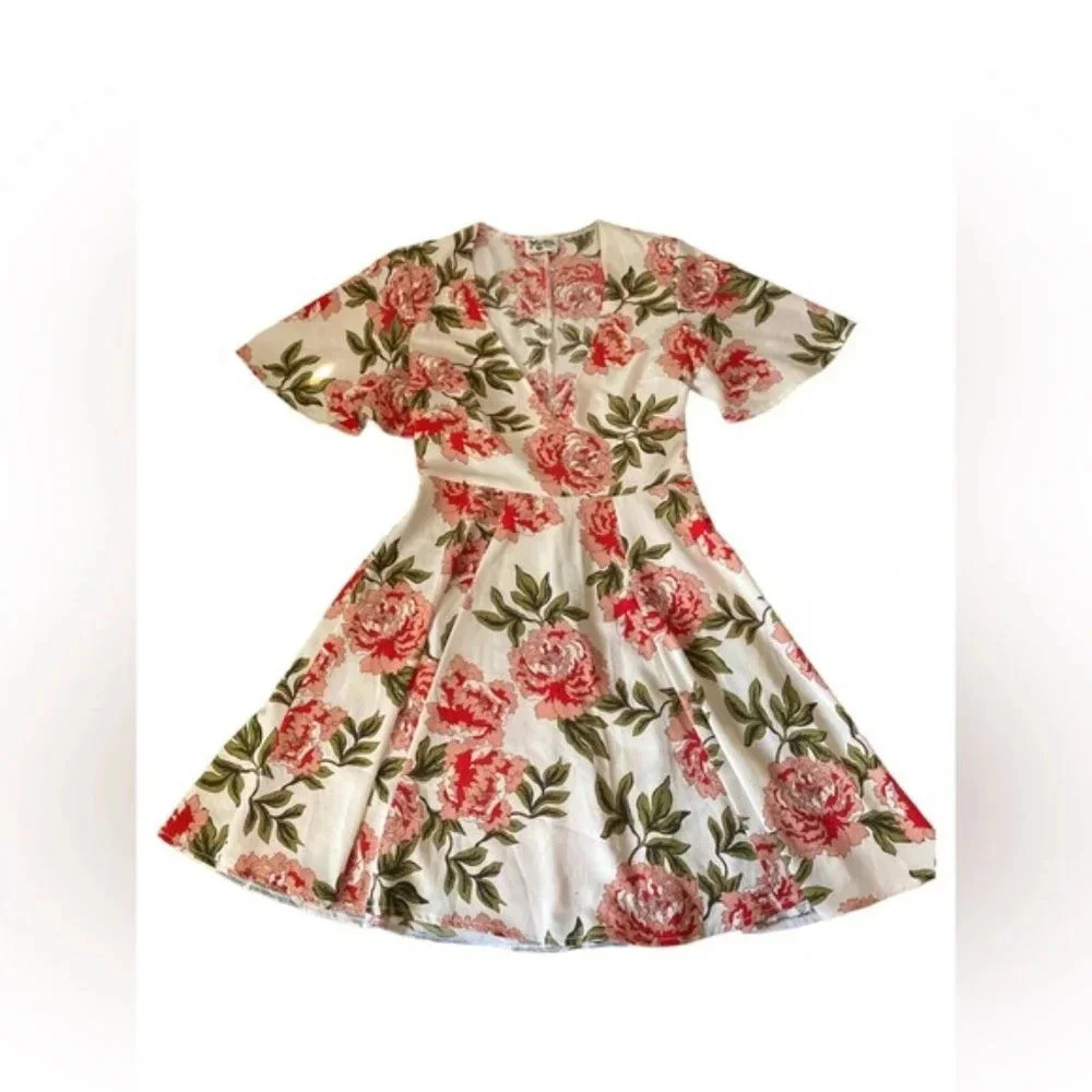Show me Your MuMu A Line Floral Midi V Neck Dress